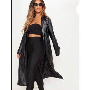 Pretty Little Thing Black Faux Leather Trench Coat